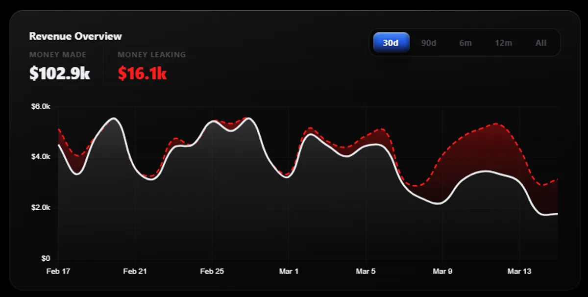 Revenue Overview — made vs leaking